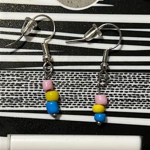 Homemade Pansexual Pride Earrings